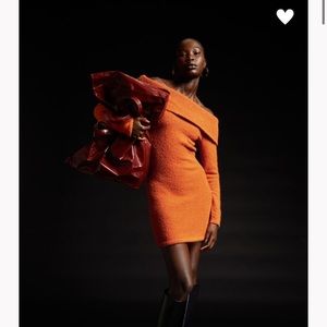 H&M OFF-SHOULDER ORANGE DRESS SIZE LARGE NWT